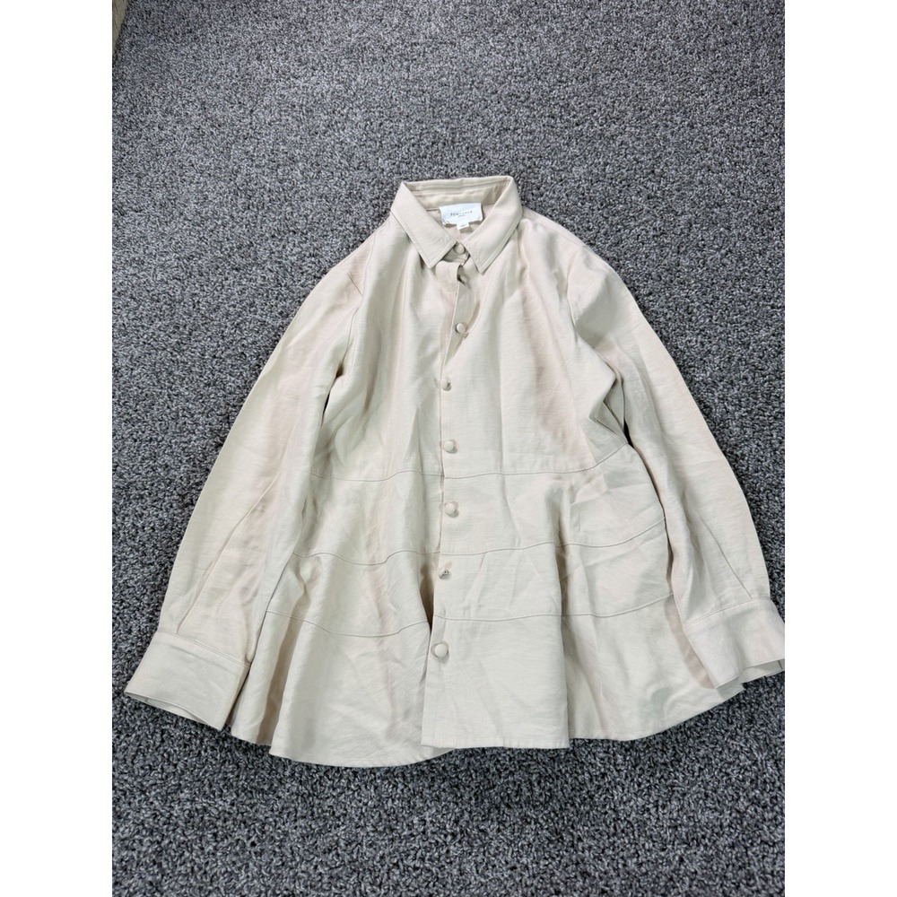 Pomander Place Tuckernuck Ashlen Long Sleeve Blouse Women's Size Small Beige